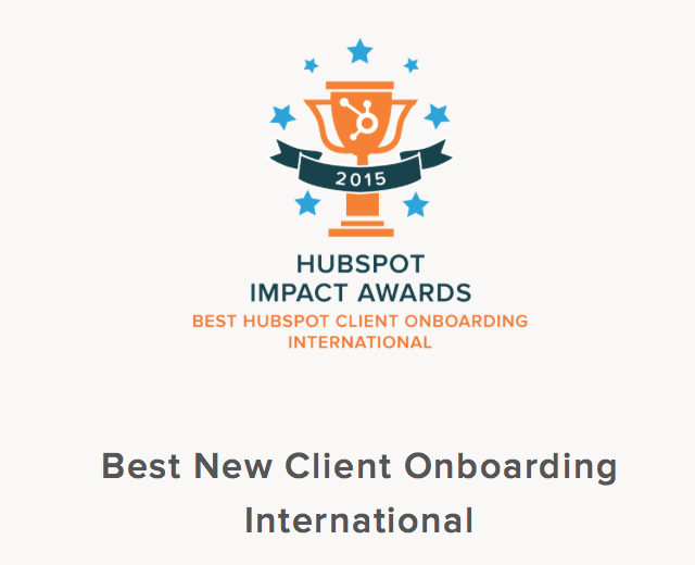 HubSpot Impact Awards - Best New Client Onboarding 2015 - Hook Digital